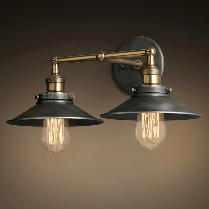 Американский Винтаж чердак спальни двойная головка черного листового железа