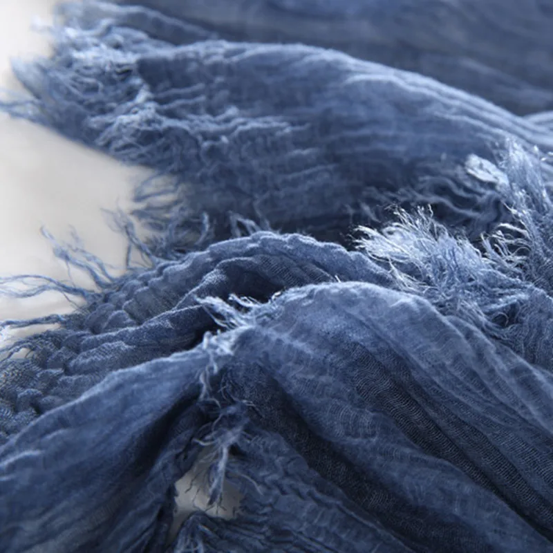 Теплый осенне зимний хлопковый мужской складчатый женский шарф однотонный