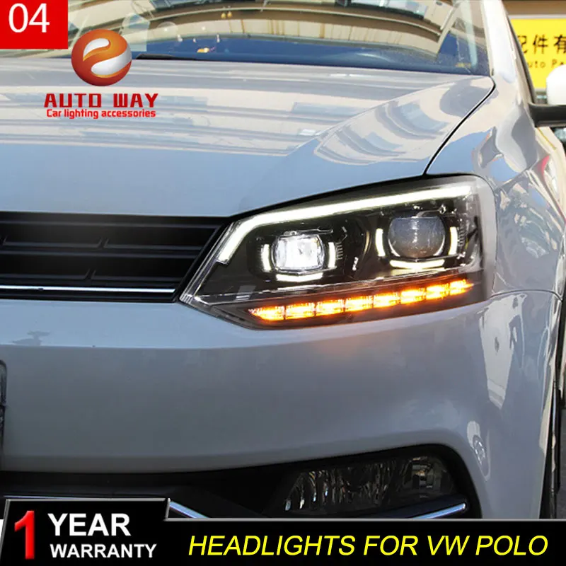 Автомобильный Стайлинг чехол для передней фары VW polo 2011 2017 светодиодный ная фара