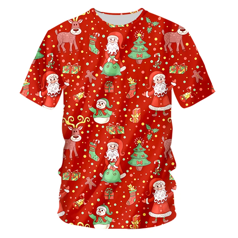 OGKB Men's New 3D Printed Snowman Gift Box Best Selling T Shirt 6XL Personality Large Size Christmas O Neck Tshirt