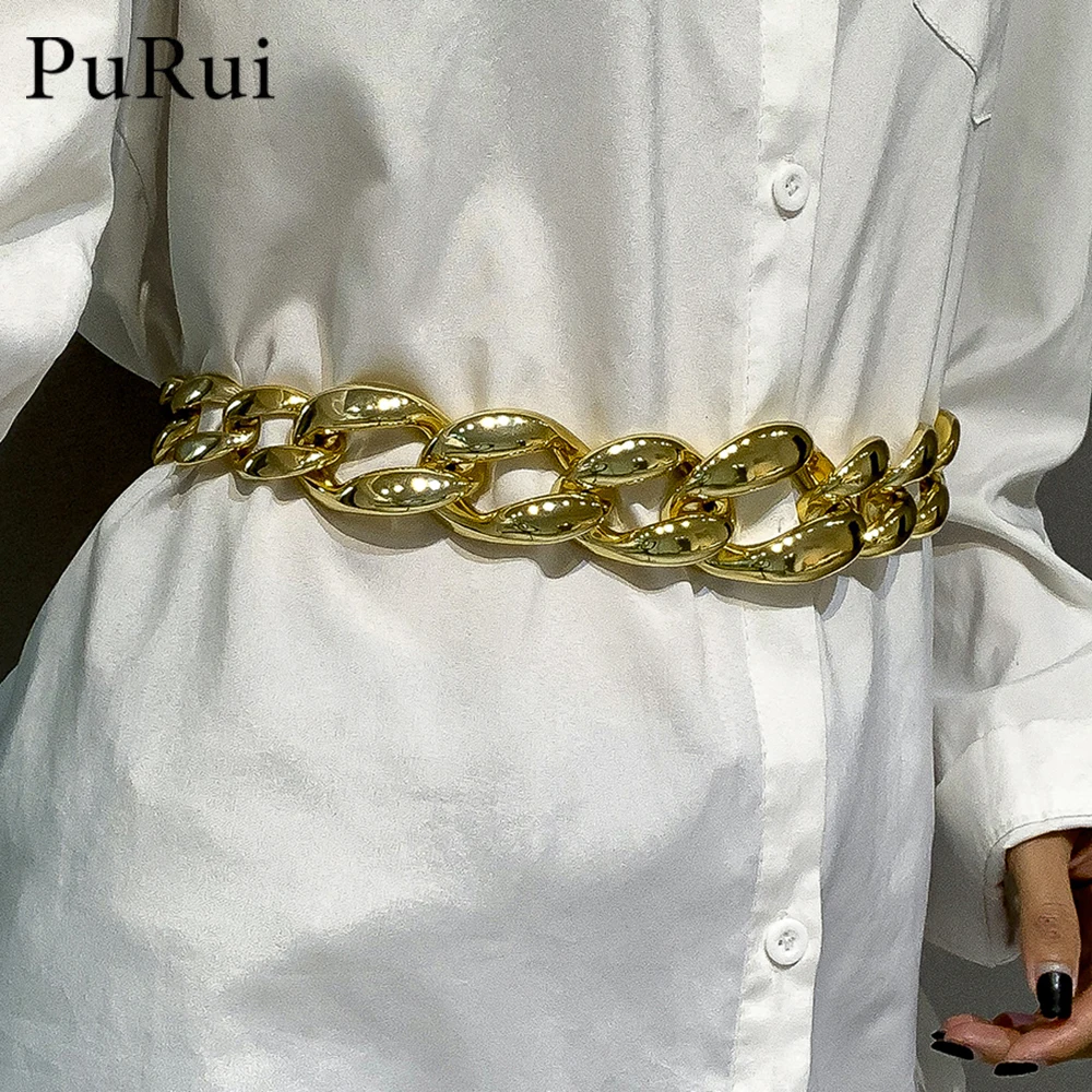 

PuRui Hiphop Simple Chunky Waist Chain for Women 2021 New Trend CCB Acrylic Thick Chain Waistband Dress Belly Belts Body Jewelry