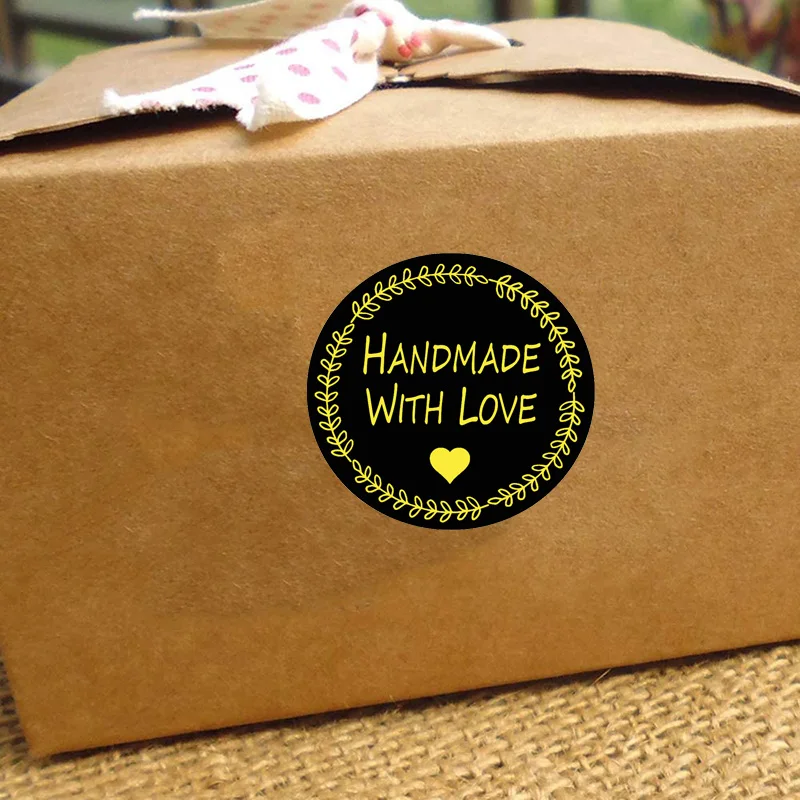 

500pcs Labels Thank You Stickers Round Wedding Handmade Foiled Stickers for Party Decoration Envelope Seals Stationery Stickers