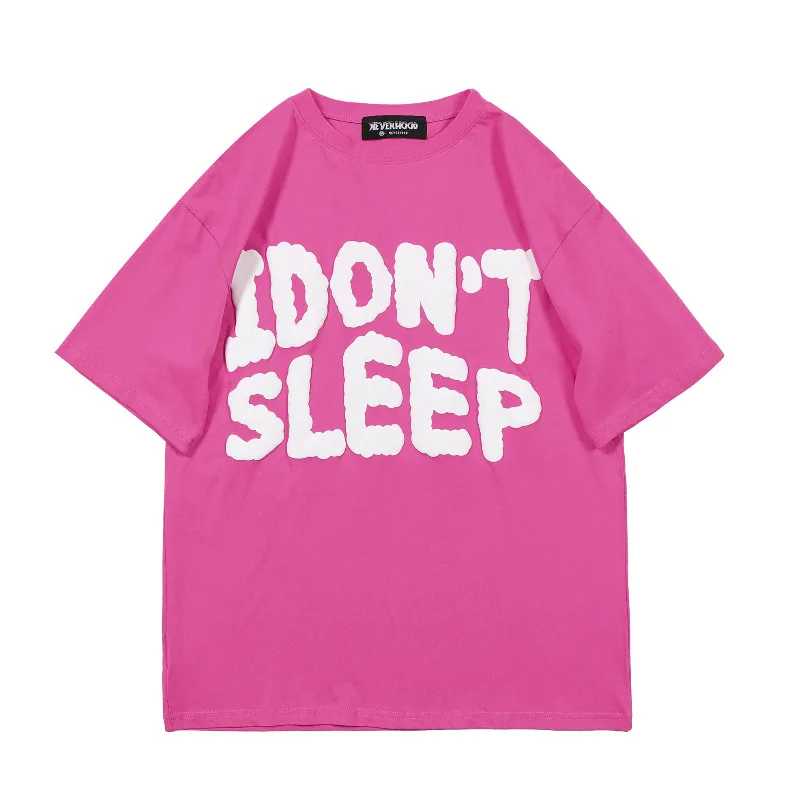 

Summer Foam Letter Printing Short-Sleeved T-Shirt Female Harajuku Style Loose Casual Half-Sleeved Top