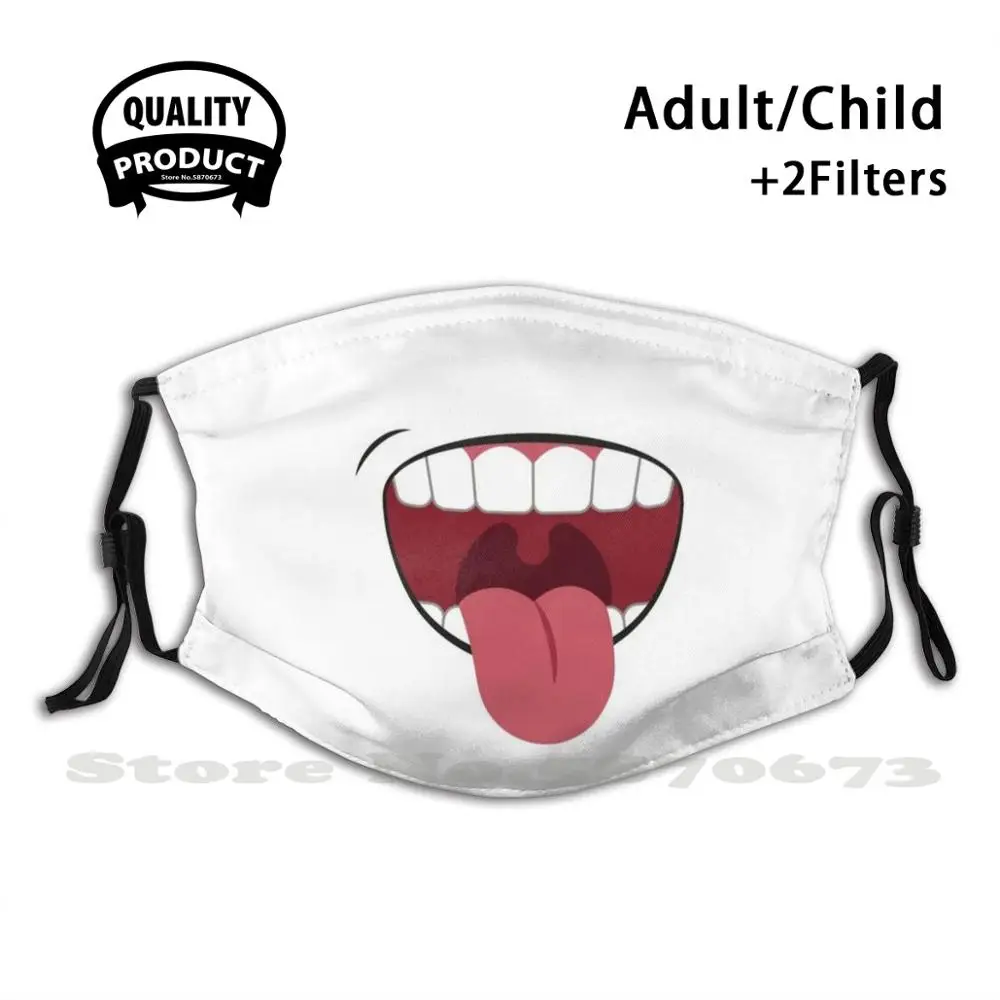 Большая смешная маска для рта многоразовая моющаяся с фильтром пылезащитные