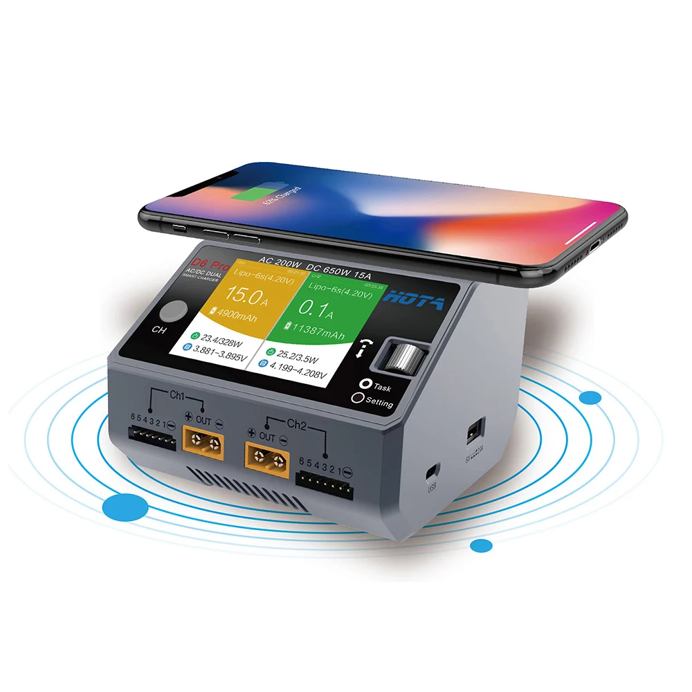 HOTA D6 Dual/Pro умное зарядное устройство AC200W DC650W 15A для Lipo LiIon NiMH батареи с iPhone Samsung