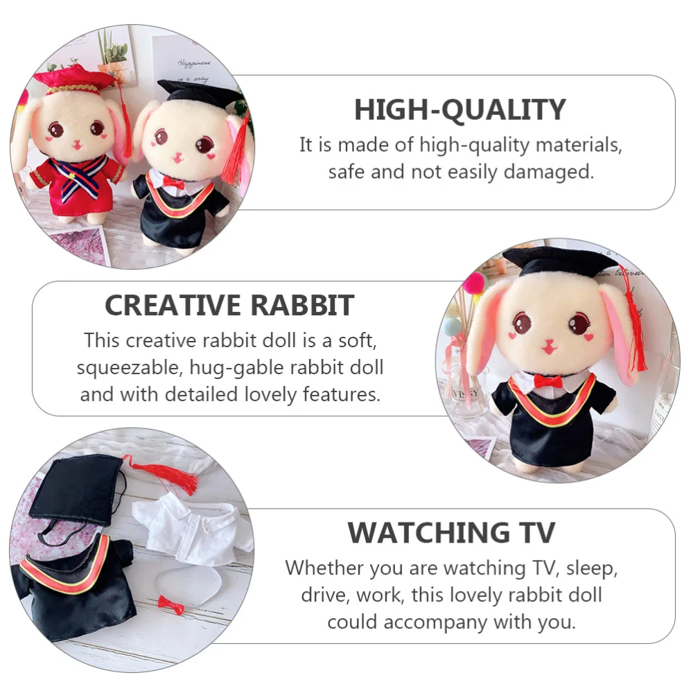 

1pc 20cm Cotton Stuffed Rabbit Adorable Rabbit Doll Graduation Birthday Gift