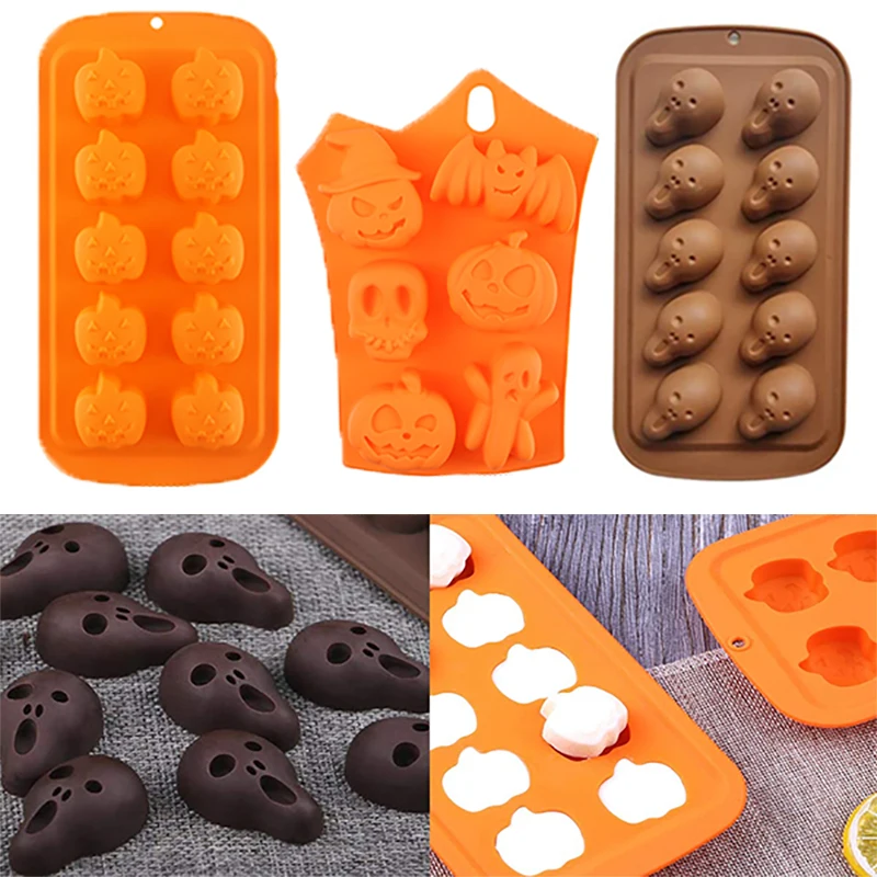 

New Silicone Chocolate Candy Mold Halloween Fondant Pudding Mould Candy Maker Tray Baking Mould for Cake Decoration