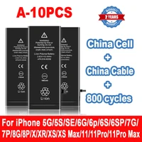 10pcslot 0 cycles battery for iphone 6 s 7 8 plus 5s 5 se 2020 6plus 7plus x xs 11 pro max replacement bateria for apple 6s