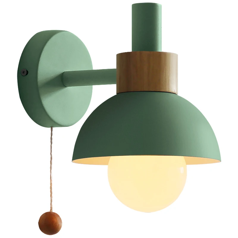 

Nordic Wood Wall Lamp E27 Macarons Led Wall Lights For Bedside Bedroom Modern Mirror Lamp Home Lighting Fixtures Luminaire