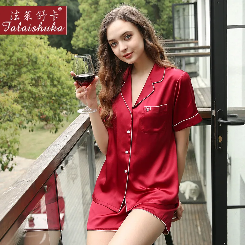 Super quality 19 momme 100% silk shorts pajamas sets women short sleeveless sleepwear elegant summer pyjamas women D2108-B