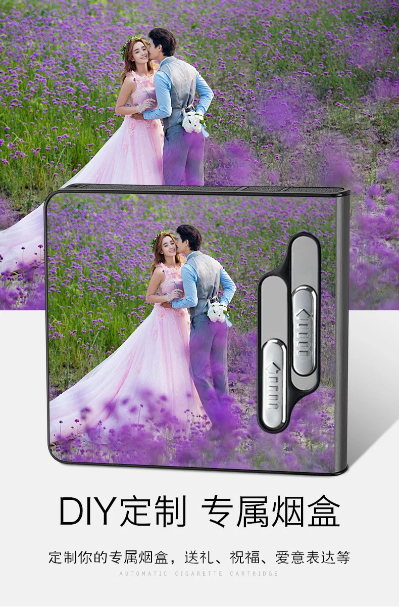 Креативный 20 сигарет пакет дым чехол с электронная USB Зажигалка металлическая сигарета коробка ветрозащитный автоматический всплывающий