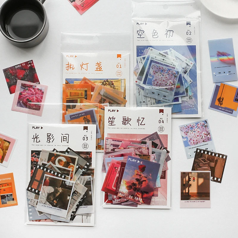 

2021 New 40pcs/pack Vintage INS Photo Sky PVC Stickers Package DIY Diary Journal Decoration Label Sticker Album Scrapbooking