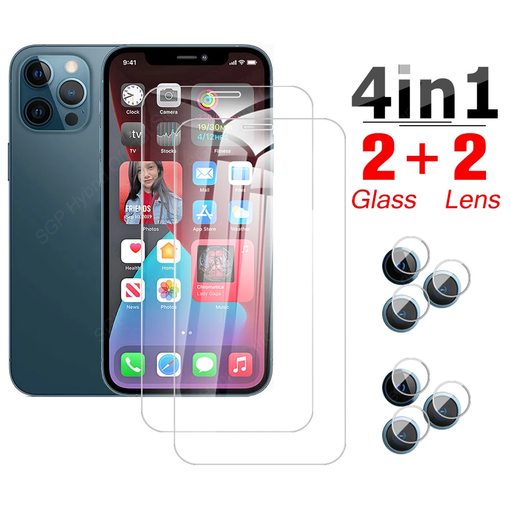

Защитное закаленное стекло 4 в 1 для Iphone 13 12 Mini 11 Pro Max