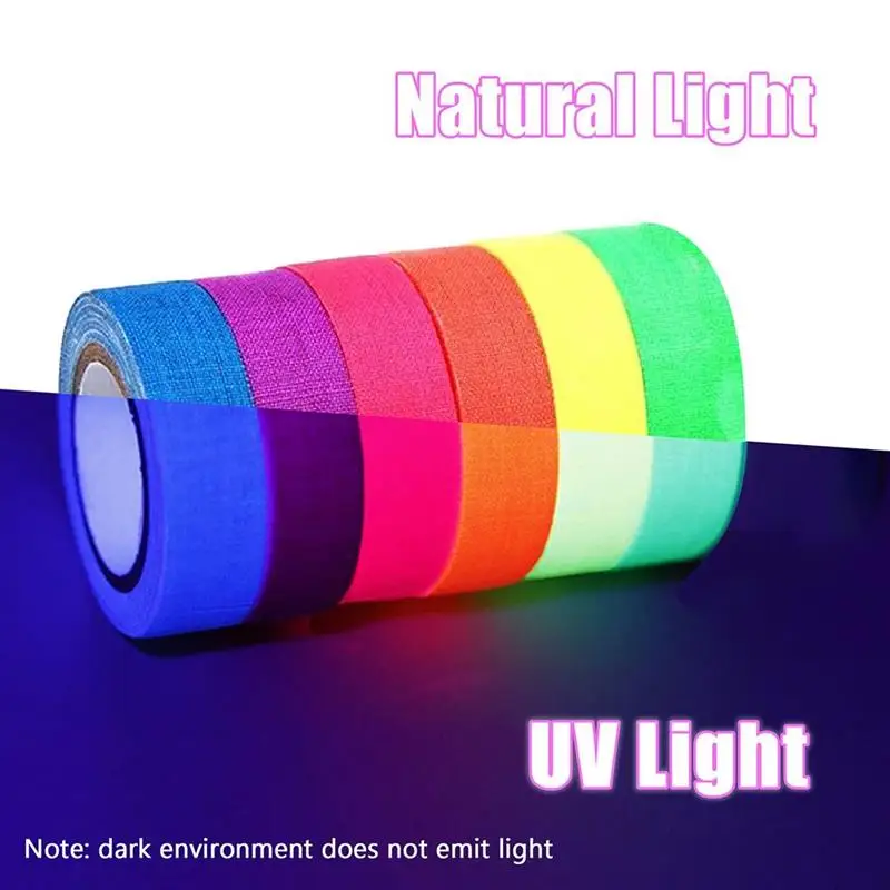 

6 Rolls Neon Tapes Fluorescent Cloth Tapes Glow in The Dark Tape for Party Decoration