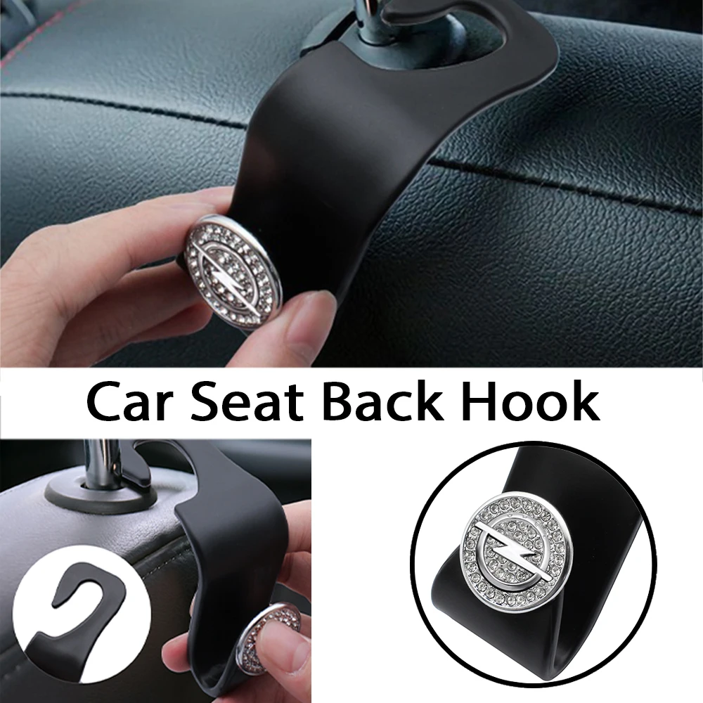 

Car Logo Seat Back Crystal Hook Multi-Function Portable Hanger Holder For Opel Astra H G J Insignia Mokka Zafira Corsa Vectra C