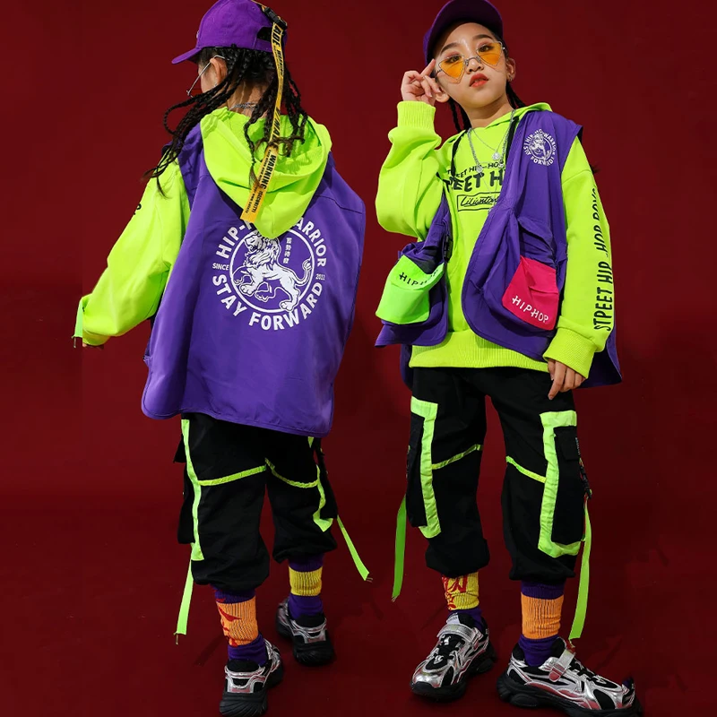 Флуоресцентная цветная одежда в стиле хип-хоп детские свободные черные брюки с