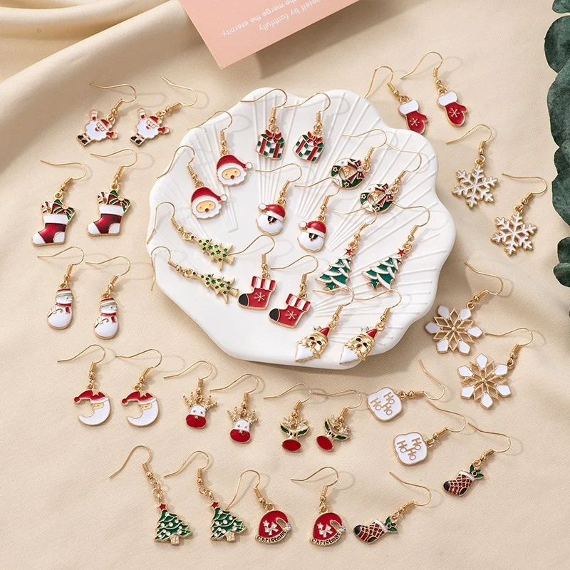 

Trendy Snowman Bell Earrings Santa Claus Tree Deer Enamel Drop Dangle Earring for Women Fashion Jewelry Christmas Gift