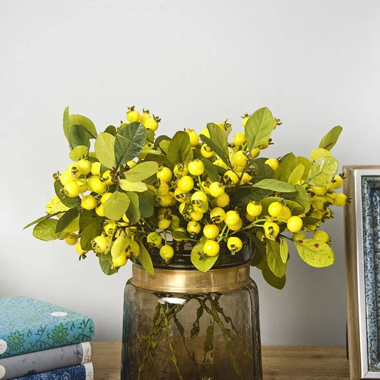 

Artificial Flowers and Green Plants,2 Pomegranate Berries,hot-selling Products for Anniversaries,parties,home Decoration Flowers