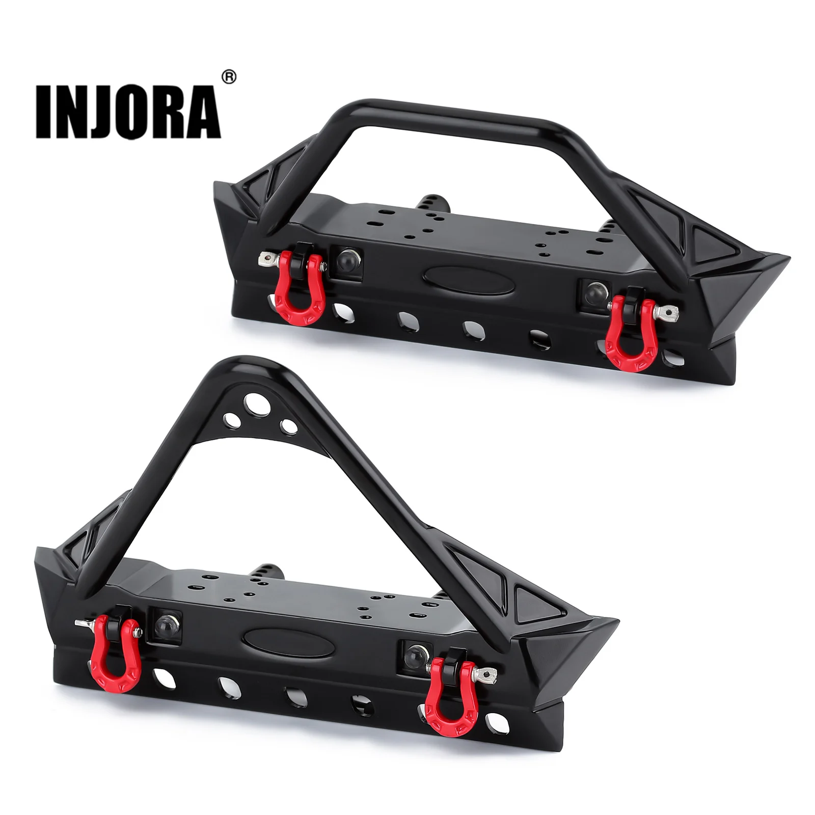 INJORA-parachoques delantero de Metal con luces para coche RC Crawler Axial SCX10 1/10 SCX10 III AXI03007 AXI03003 TRX4, actualización, 90046
