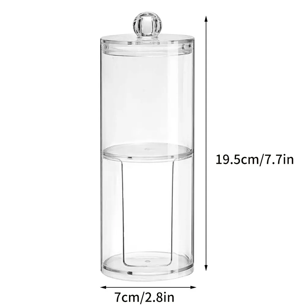 

2 In 1Acrylic Multifunctional Round Transparent With Lid Container Cosmetic Cotton Pad Organizer Jewelry Storage Box Jars Holder