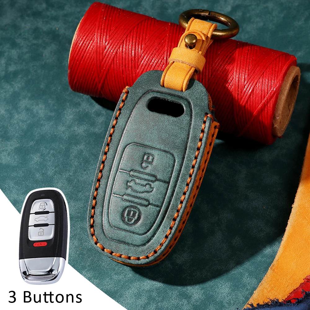 

Leather Car Key Fob Cover Protect For Audi A4 A4L A5 A6 A6L Q5 S5 S7 Protect Shell Decoration Protection Key Case For keychain