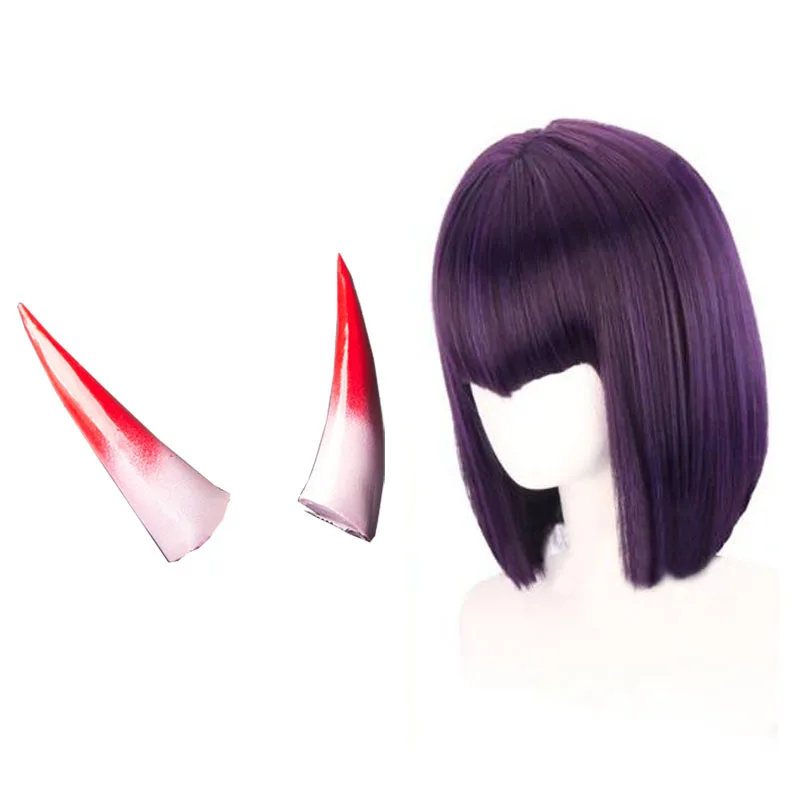 Wig and horns DIOCOS Fate Grand Order FGO Shuten Douji косплей костюм парик головной убор Косплей рога реквизит-Аксессуары - Цвет: Wig and horns