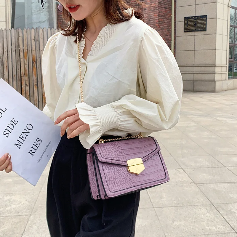 Сумки через плечо с крокодиловым узором для женщин 2020 маленькая сумка цепочкой
