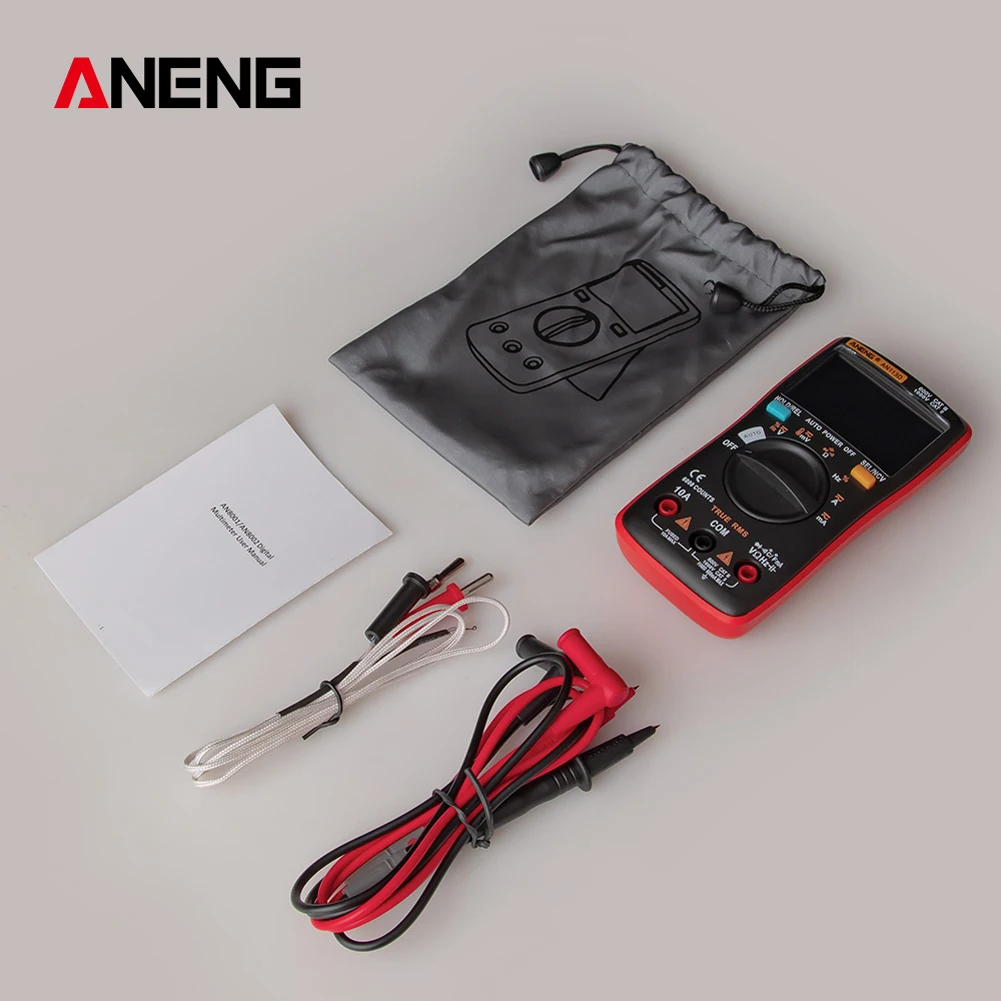AN113D Digital Multimeter 6000 Counts Electrical Transistor Tester Temperature Auto Ranging AC/DC Voltage Meter for Electrician