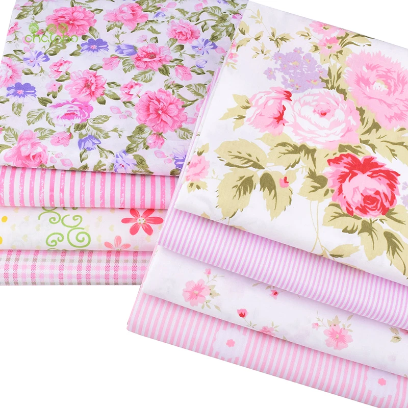 Chainho Новая розовая саржевая хлопчатобумажная ткань с цветочным принтом для