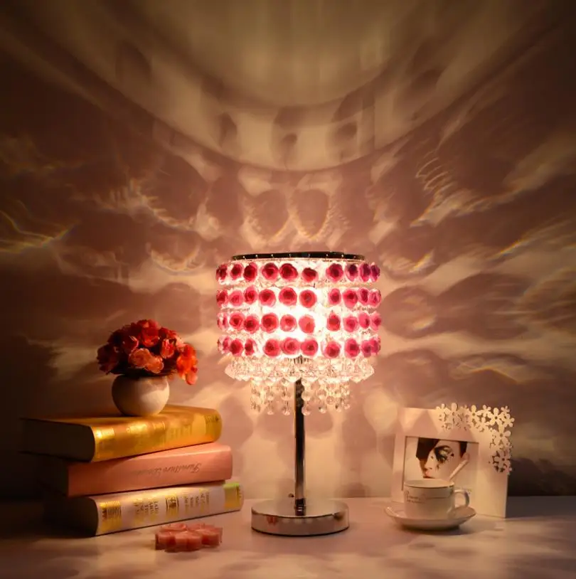 Современный простой кристалл Регулируемый светильник Настольная лампа красный