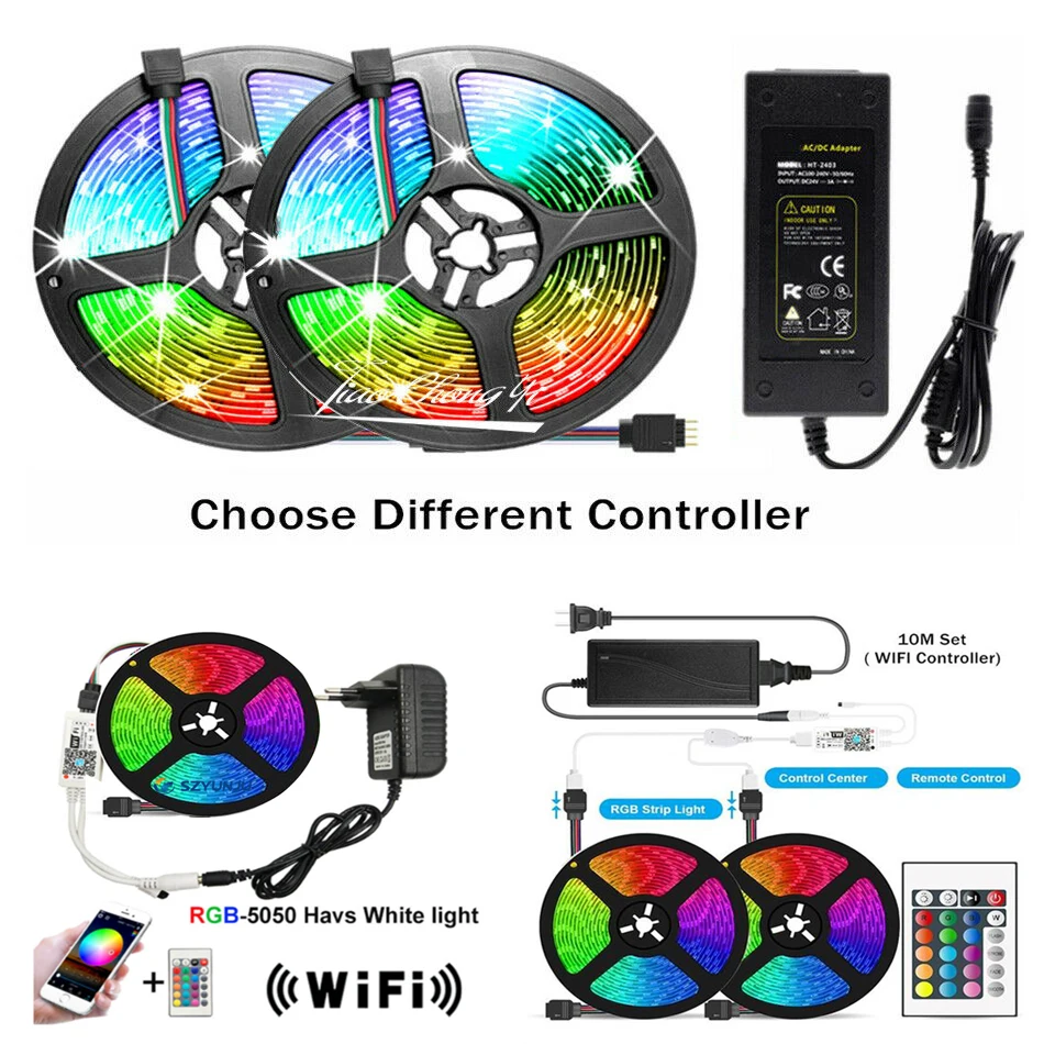 Светодиодная лента RGB SMD 5050 150 светодиодов/5 м 12 В гибкая 24 клавиши rgb WiFi контроллер +