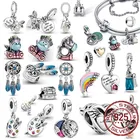 Бусины Вишенки розовые из серебра 925 пробы, подвески для путешествий в воздухе, подходят для оригинального браслета Pandora, изящные женские украшения сделай сам