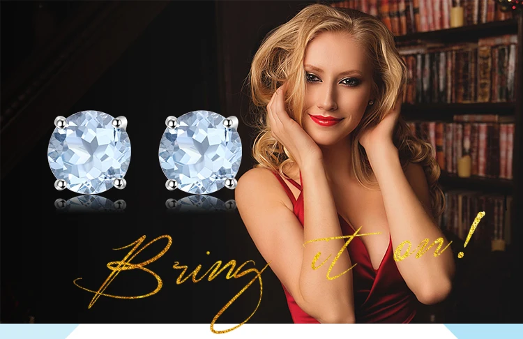 Jewelrypalace круглый 2ct Природный Голубой топаз камень Серьги-гвоздики натуральная 925 стерлингового серебра Красивые ювелирные изделия для Для женщин