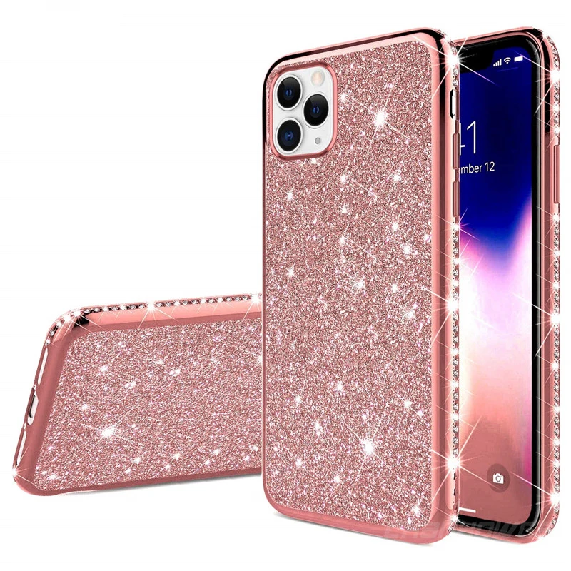 Блестящий блестящий чехол со стразами для iPhone 12 mini 11 Pro X XS MAX XR 7 8 Plus 6 s SE 2020 мягкий