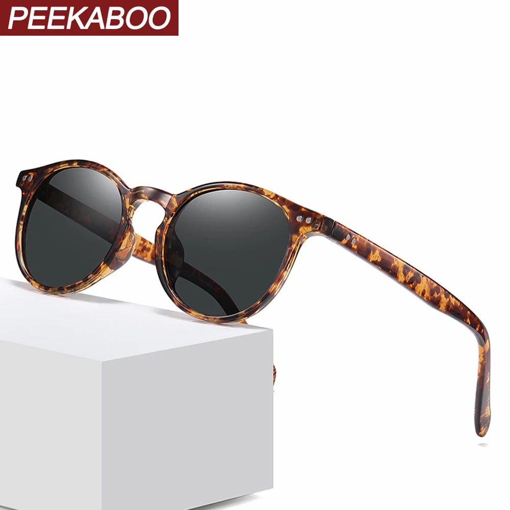 

Peekaboo tr90 retro sunglasses men polarized leopard uv400 classic round sun glasses for women 2021 accessories summer