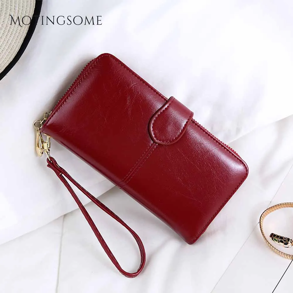 Стильные женские кошельки с масляным воском искусственная кожа длинный стиль