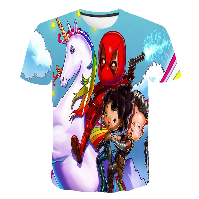 3D Boys Unicorn T-shirt Children 2020 summer Tops camisetas Short Sleeve off White Tees Baby Kids Girls Clothes 4-14 years | Мать и