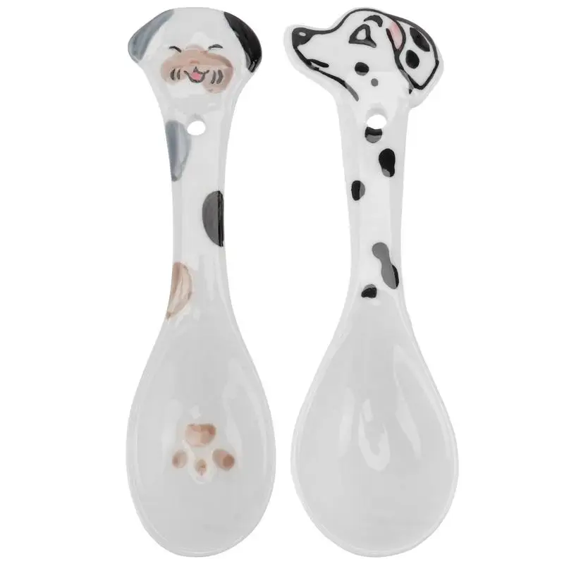 

2Pcs Pet Can Food Scoops Ceramic Pet Spoons Pet Feeding Scoops Dog Supplies