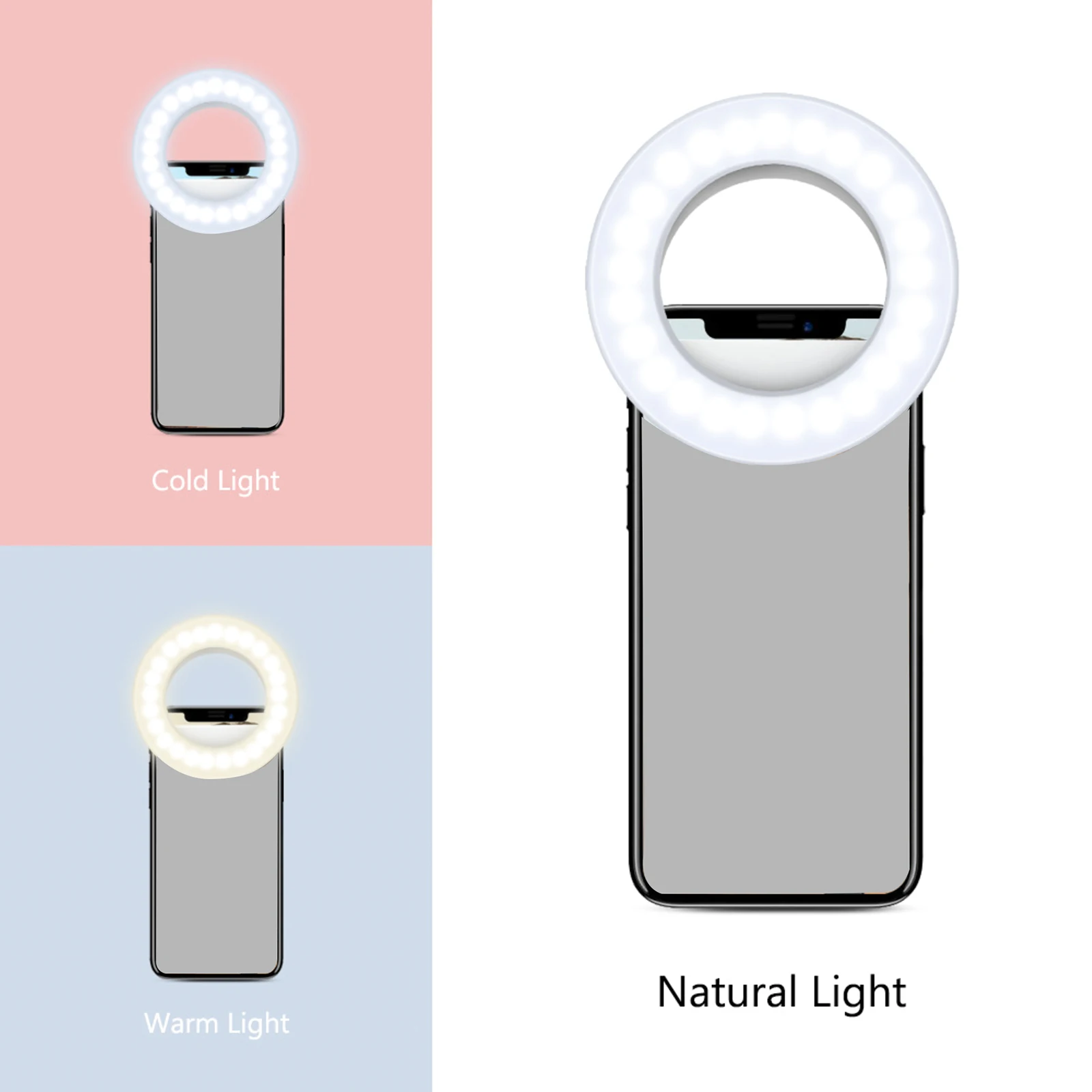 

Selfie Ring Lamp Delicate Photography Light Rechargeable Clip-on Light with 40 LED Lamp Beads for Phone Laptop Tablets Camera