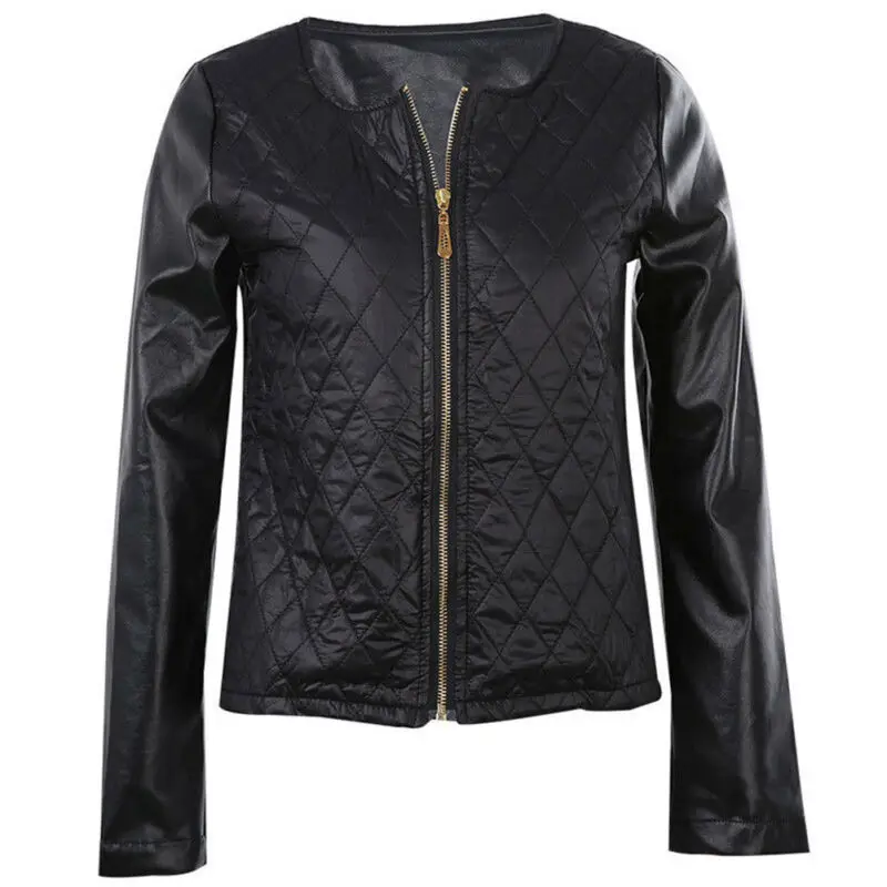 Женская кожаная куртка на молнии Повседневная Байкерская летная верхняя