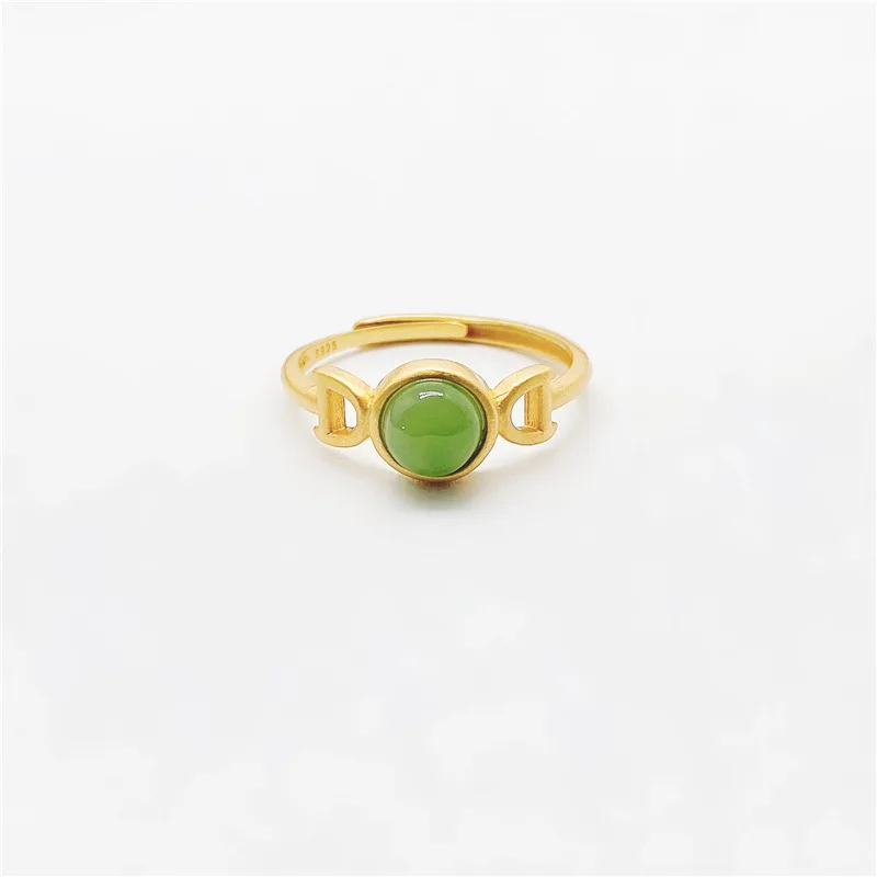 

24K Real Gold Ring Chrysoberyl Opening Adjustable Elegant Unisex Gold Rings For Wedding Anniversary Fine Hand Jewelry