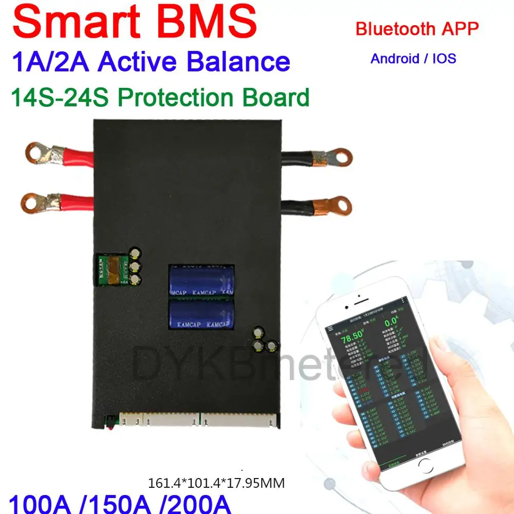 Умная защитная плата для активного балансира 14S- 24S 1A/2A 100A 150A 200A Bluetooth BMS Lifepo4 li-ion Liion