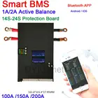 Умная плата BMS 14S  24S 100A 150A 200A 300A 400A Bluetooth APP Lifepo4 для защиты литий-ионного аккумулятора с активным балансом 1 А2 А