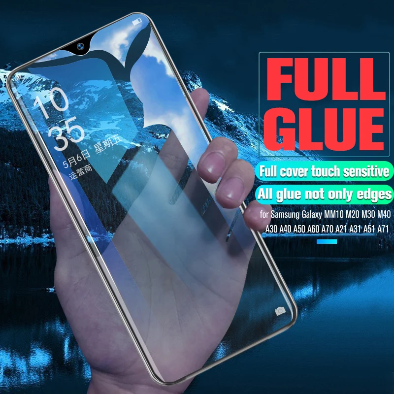 Закаленное стекло с полным покрытием 20D для Samsung A21 A31 A51 A71 A70 A60 A50 A40 A30 M40 M30 M20