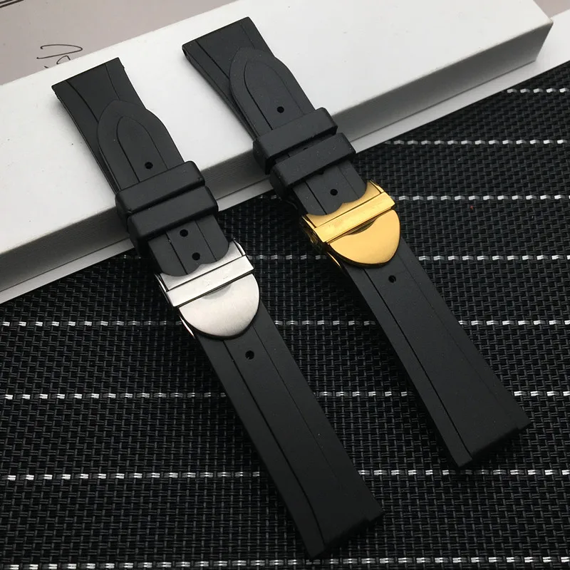 Ремешок силиконовый сменный для наручных часов черный водонепроницаемый