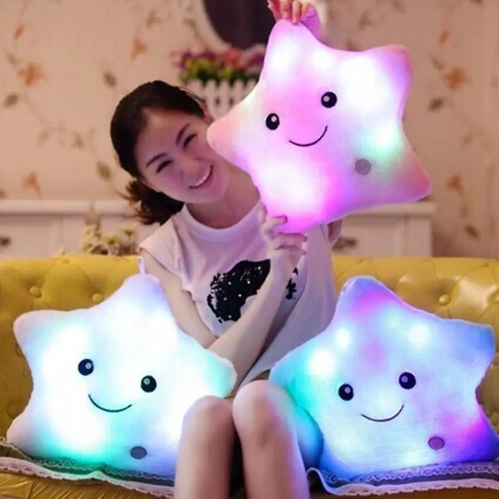 

Unique 40x35cm Luminous Pillow Vivid Star Design LED Light Cushion Plush Pillow for Bedroom Birthday Gift Toy for Kids