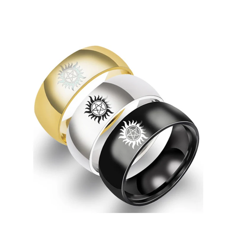 Защита от солнца Сверхъестественное кольцо титановое стальное для мужчин