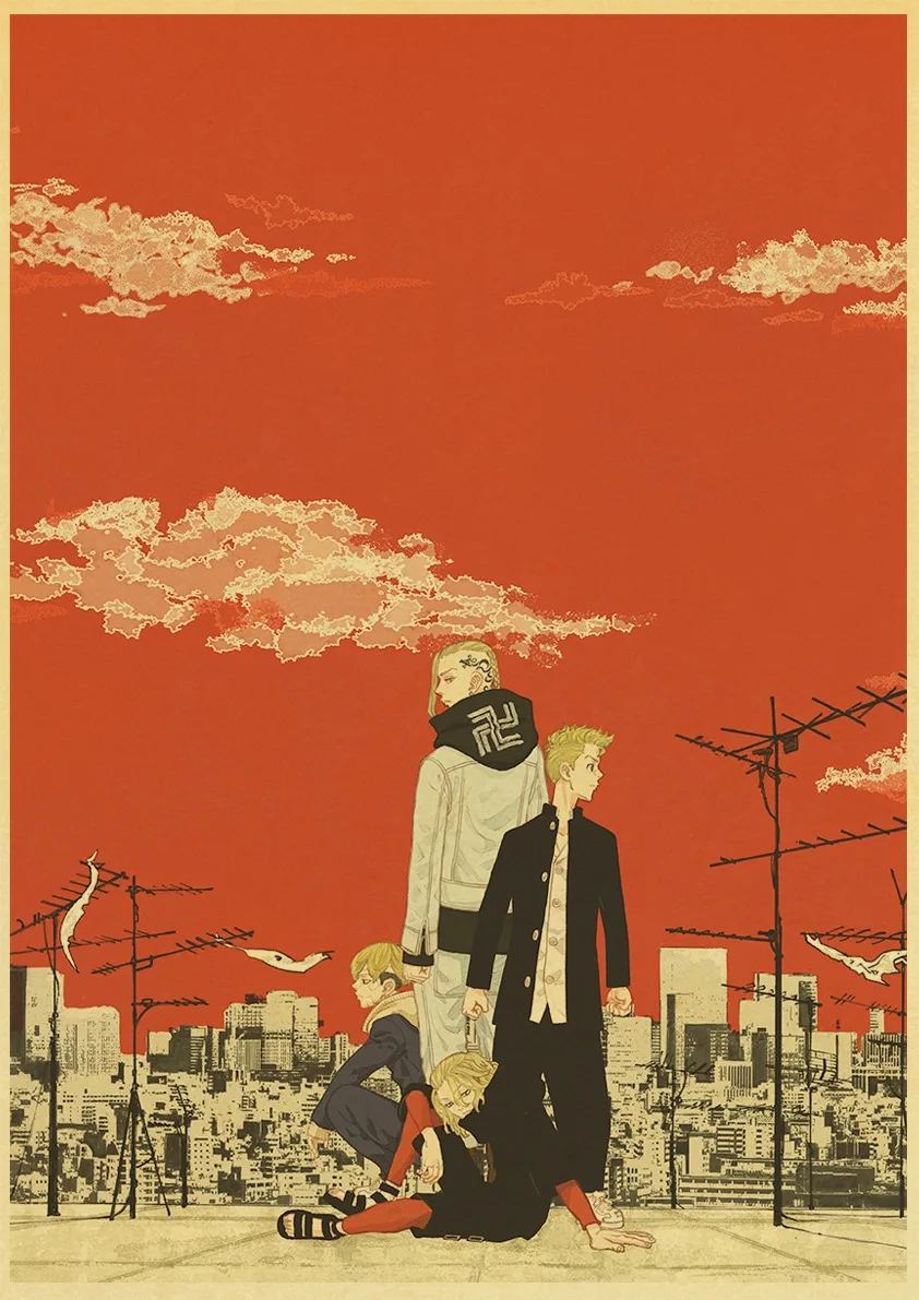

Tokyo Revengers Japanese Classic Posters Home Room Decor Kraft Paper Art Prints Vintage Wall Stickers