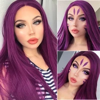 synthetic wig purpleredorangedark purplebrowncolor mixing lace front wigs long straight wigs for women heat resistant