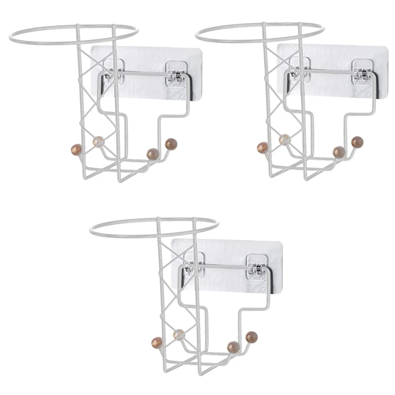 

3 Pcs Helmet Stand Holder Wall Mount Motorcycle Helmet Hangers with Back Adhesive Punch-Free Helmet Holder